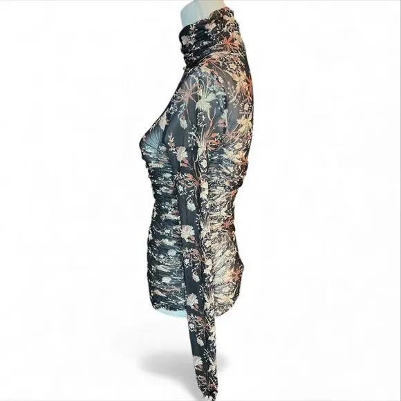 Free People Under It All Bodysuit black floral whimsy goth sheer mesh boho - Picture 6 of 10